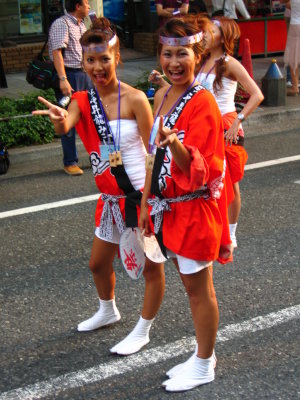 Mikoshi girls striking a pose