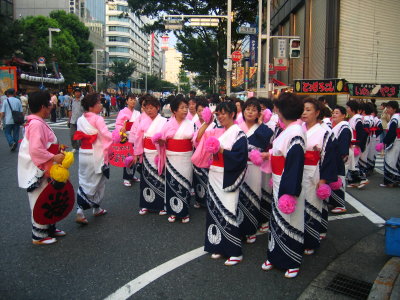 Bon dancing group waiting to proceed