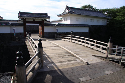 Outside the restored east gate of Yamagata-jō