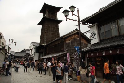 Busy street by the bell tower