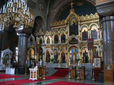 Iconostasis and chandelier