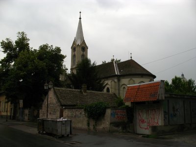 Hungarian-style church along a backstreet
