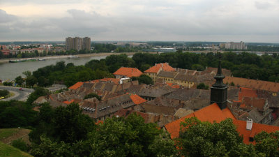Old tile roofs of Petrovaradin and the Danube