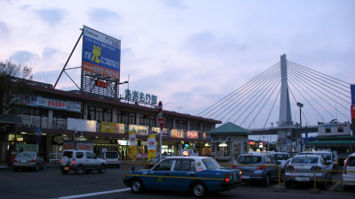 Dusk outside JR Aomori Station