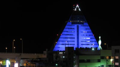 Night skyline of Aomori with ASPAM Building