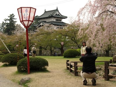 Taking a souvenir pic of Hirosaki-jō