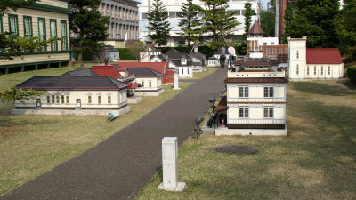 Miniature replicas of historic Hirosaki buildings