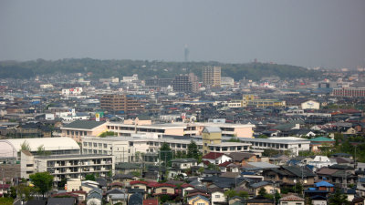 Looking towards distant Akita Port Tower