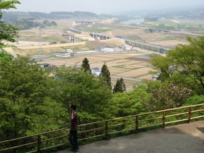 Chatting beside a rural panorama