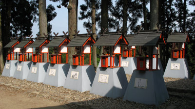 Miniature shrines in honor of the Chinese Zodiac