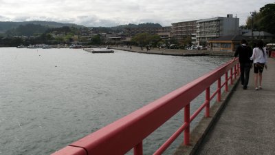 View of Matsushima town from the Fukuura-bashi