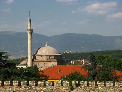 Mustafa Paša Mosque and mountains beyond