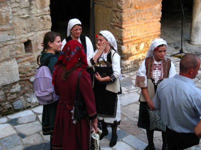 Girls in folk dress below Sveti Sofija