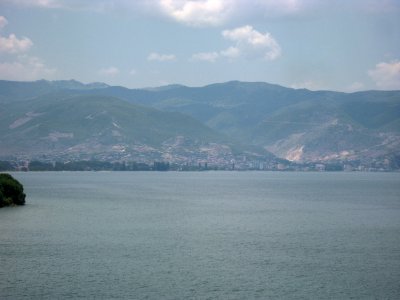 View towards Pogradec, Albania from Sveti Naum