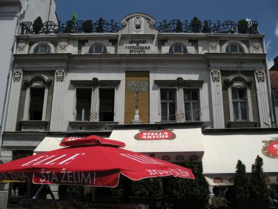 Historic facade of a cafe