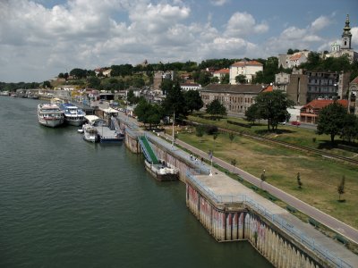 View down the east bank of the Sava
