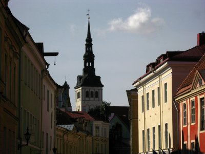 St. Nicholas' Church looming at the end of the street