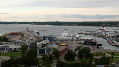 Tallinn's port and distant TV Tower