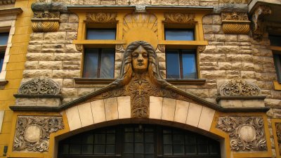 Art Nouveau touch on an Old Town facade