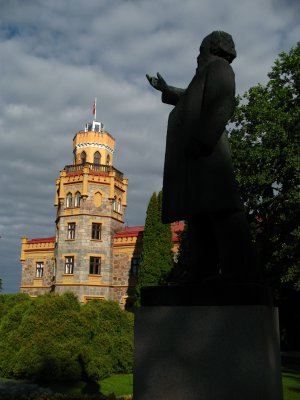 Statue of Kropotkin and New Sigulda Castle
