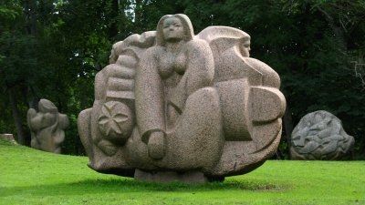 Trio of sculptures in the park