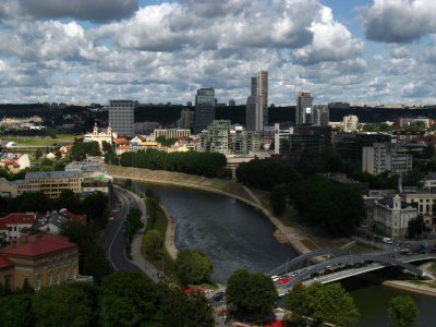 Neris River and the towers of modern Vilnius