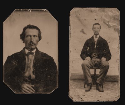 Two tintypes of unknown family members.