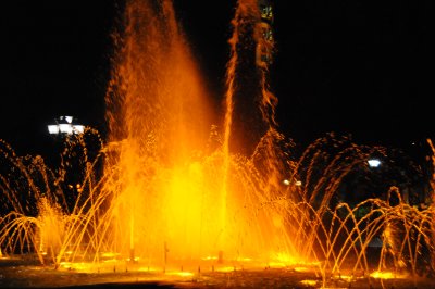Orange fire water fountain