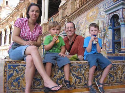 Kylie, S2 , Ralph and Luis in Plaza de Espaa, Seville