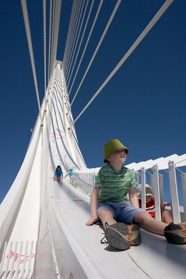 Luis on Alamillo Bridge with S2 and the Giffords - The Worlds Biggest Slide?