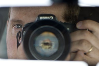 Ralph self portrait in car mirror