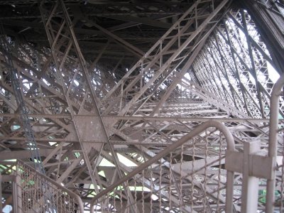 View inside the Eiffel Tower, while walking down