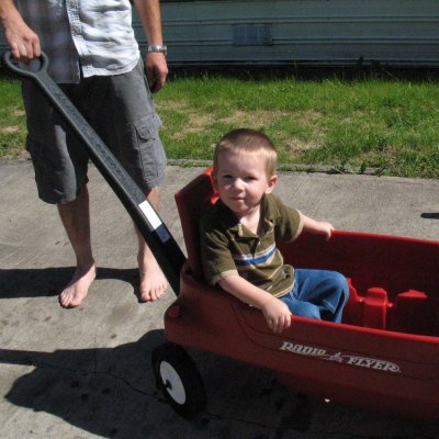 Isaiah in the wagon