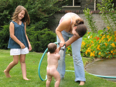 bathing baby