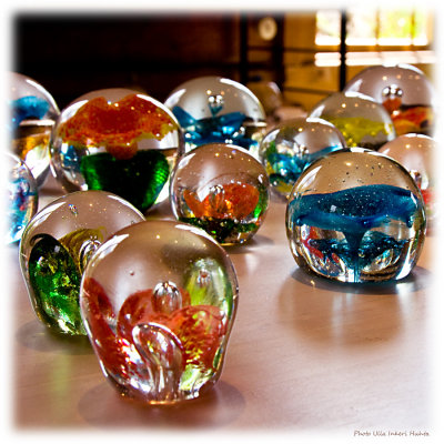 Glass paperweights at the souvenirshop, Suomenlinna