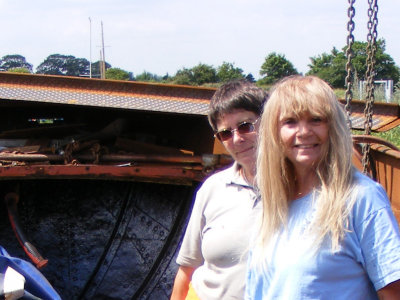 July 16 Me and Jacquie working on dutch barge