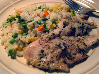 pan-fried wild white fish with herbs and colorful vegetable rice IMG_0053.jpg