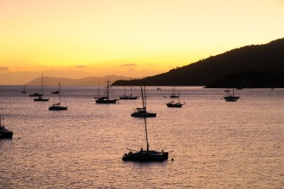 Yachts in the sunrise