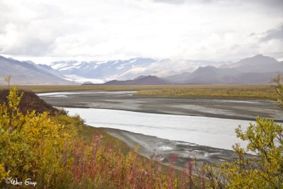 River & Glacier in Rain