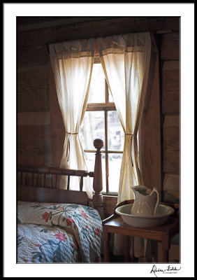 Bed, Quilt, Wash Stand and Window