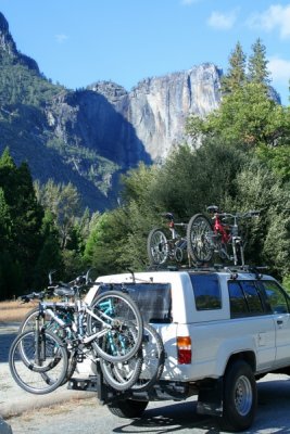Bikes on a car, Yosemite National Park, California