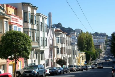 Victoria house on steep road, San Francisco, California