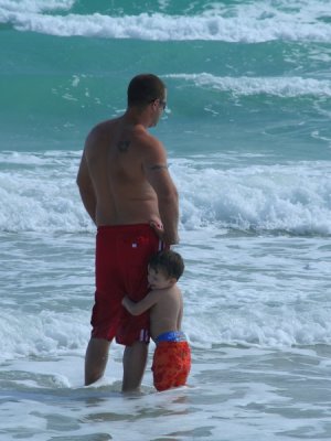 Father and son, Miami beach