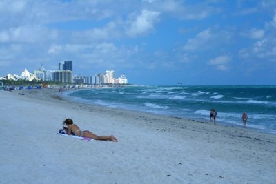 A girl on her cell phone, Miami beach
