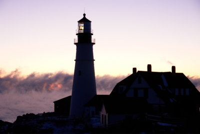 DSC00512SMOKE.jpg  SUNRISE SEA SMOKE BLANKETS THE ATLANTIC OCEAN AT PORTLAND HEAD LIGHT, 5 below zero