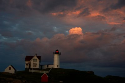 DSC09142.jpg... Nubble Lighthouse looking east at sunset :) ..... also see very clicked.....