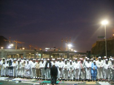 Praying maghrib in Mina.