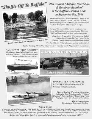 Last years 29th Annual Shuffle Off to Buffalo Antique Boat Show & Raceboat Reunion