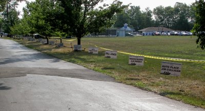 Signage for the major sponsor's greets the public as they enter the Buffalo Launch Club grounds.