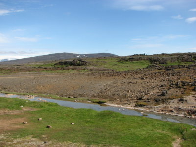A creek with hot water leaving the area